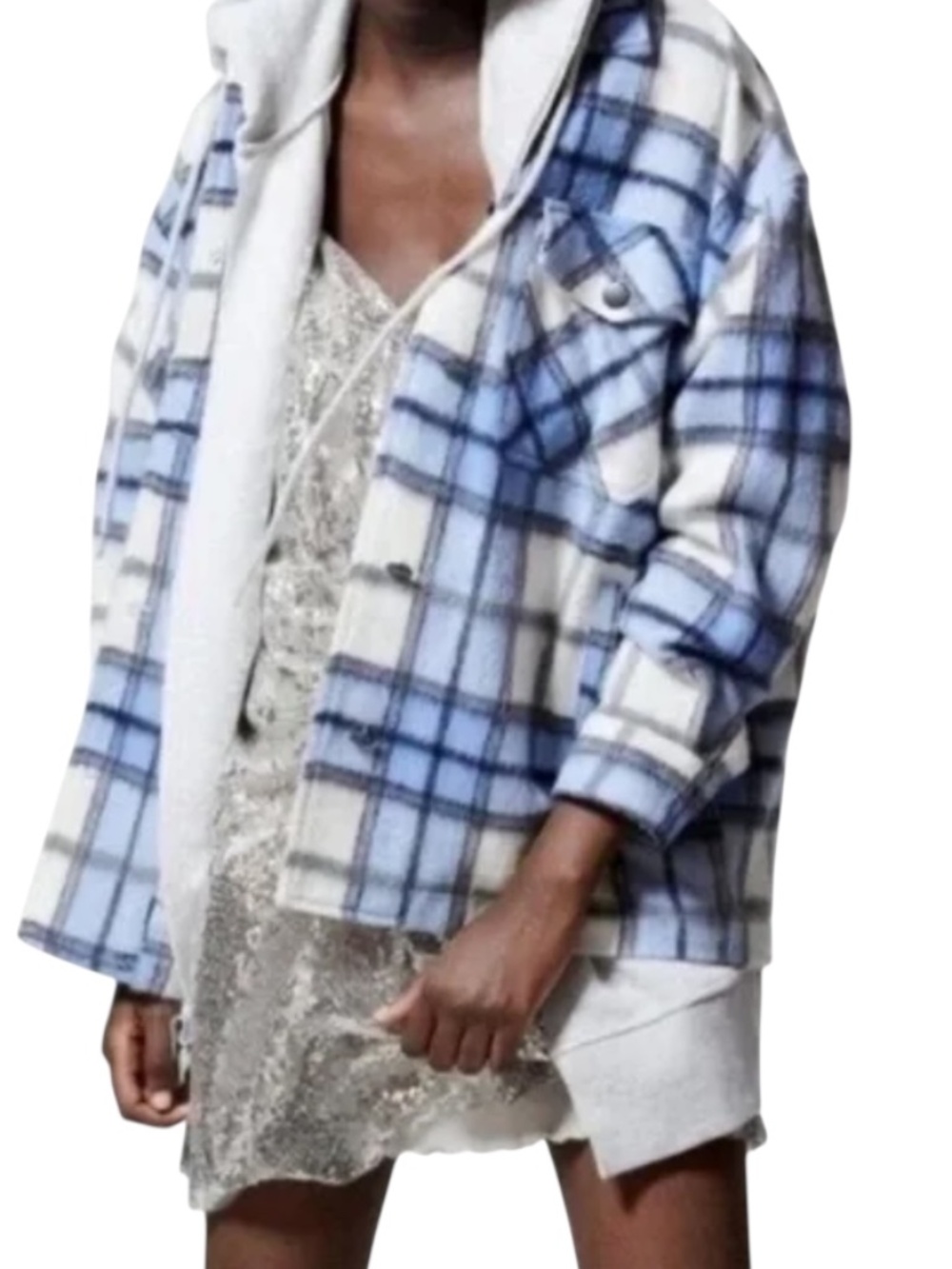 Zara Overshirt Shacket - Blue & White Plaid Size XS